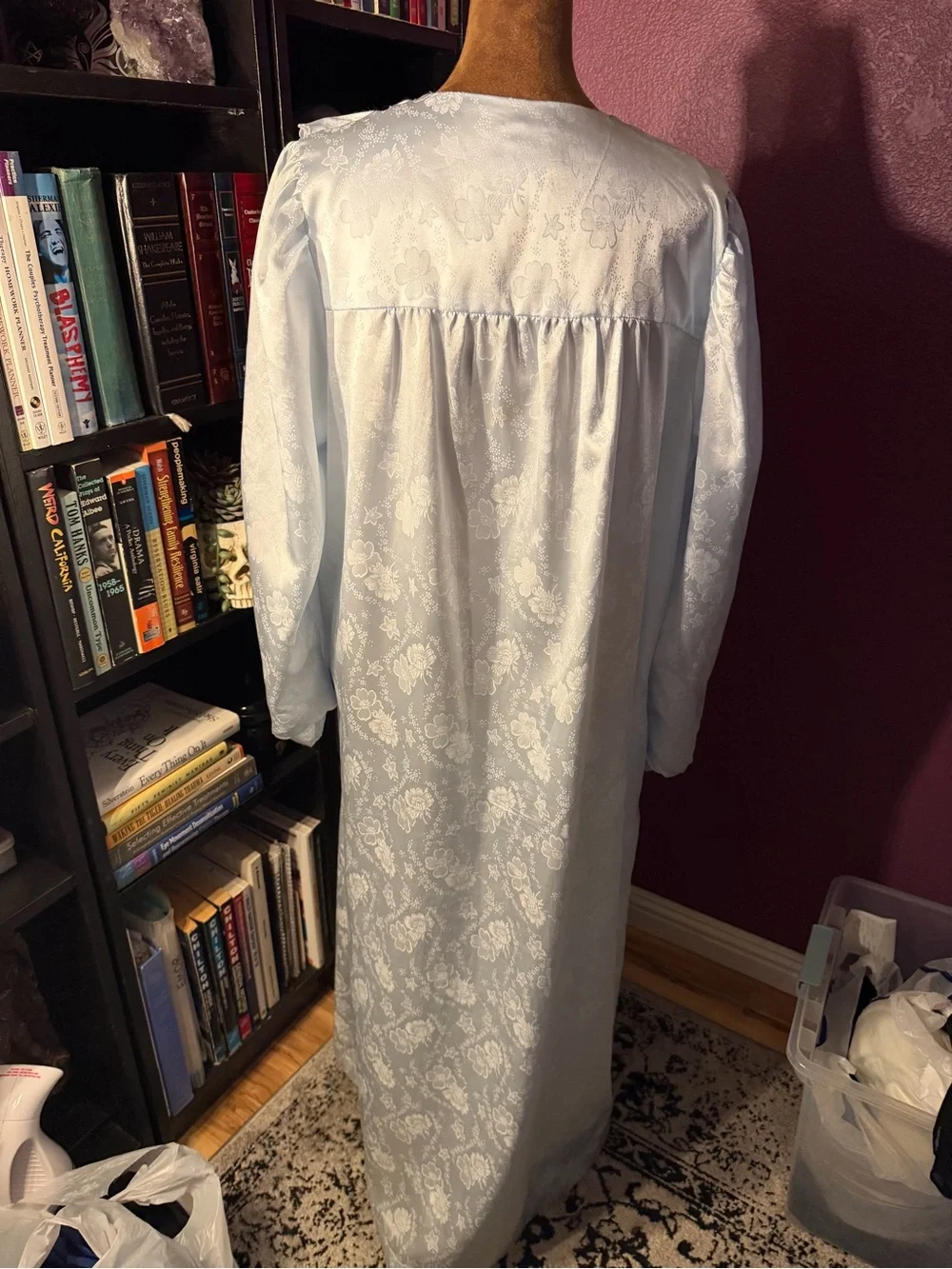 Sara Beth for Lord & Taylor- baby Blue Embroidered Long Nightgown